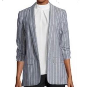 Ivanka Trump Ruched Sleeve Chambray Blazer